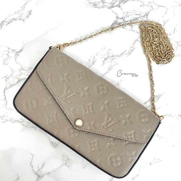 ❌SOLD❌ Authentic Louis Vuitton Felicie Pochette Empreinte Turtledove Crossbody - Picture 3 of 14